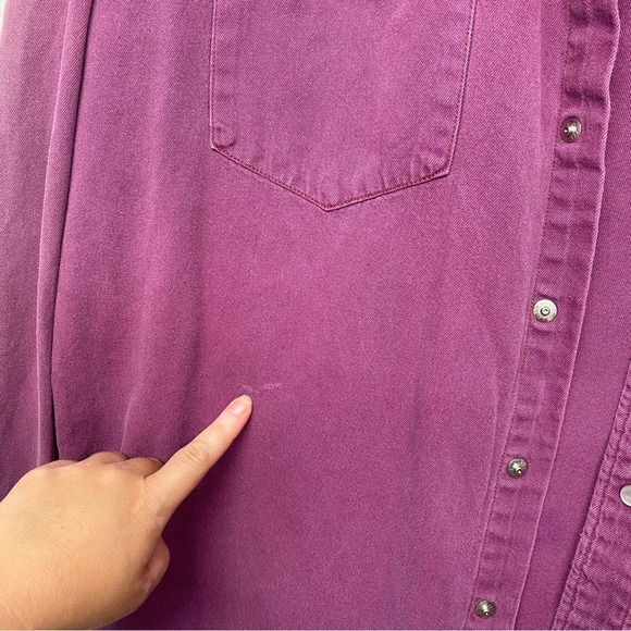 White Horse Pearl Snap Button Down Shirt Purple Vintage Men's XL FLAW - Picture 8 of 9